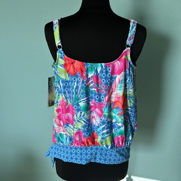 NWT Beach House tankini, tropical print. - Picture 3 of 4